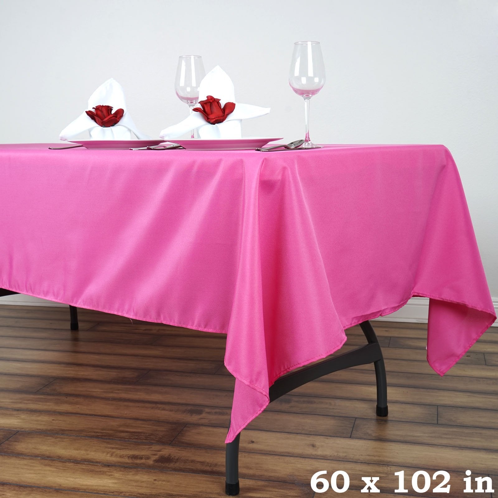 Balsacircle 60X102-Inch Fuchsia Rectangle Polyester Tablecloth Table Cover Linens For Wedding Party Events Kitchen Dining